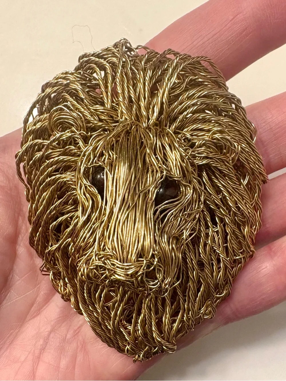 Vintage 10K Yellow Gold Wire Wrapped Lion Brooch Pin Heavy 47.78g Estate Fine